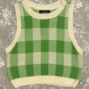 Cider Green Gingham Crop Sweater Vest